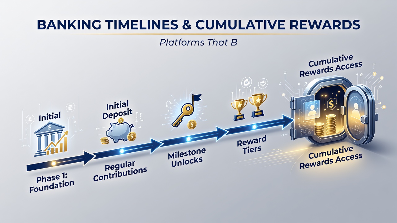 Flowchart of cumulative rewards unlocking after banking confirmation in grid and reel hybrid games