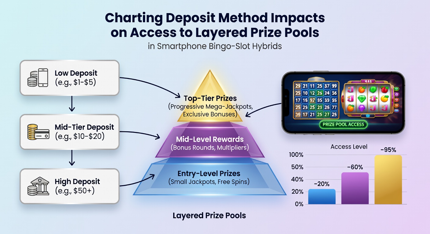 Infographic showing deposit method flow into different prize pool layers on mobile bingo and slot hybrid platforms