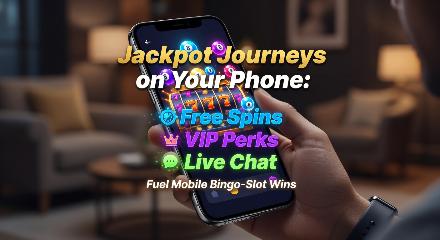 Mobile phone screen displaying vibrant bingo and slot games with jackpot counters ticking up amid free spin bonuses