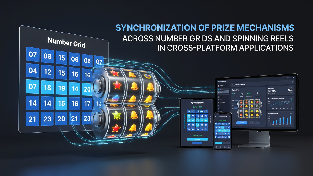 Cross-device synchronization dashboard showing grid and reel prize data streams
